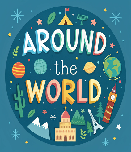 Around the World and Through Time: Educational Coloring Pages