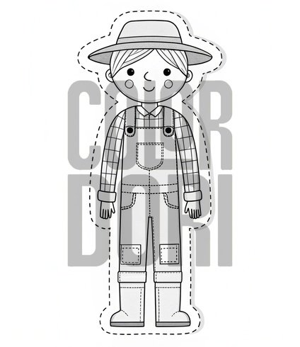 Village Farmer Paper Doll