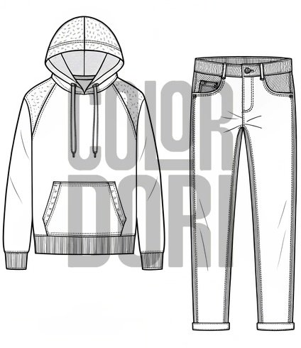 Hoodie and Jeans Outfit Cutout