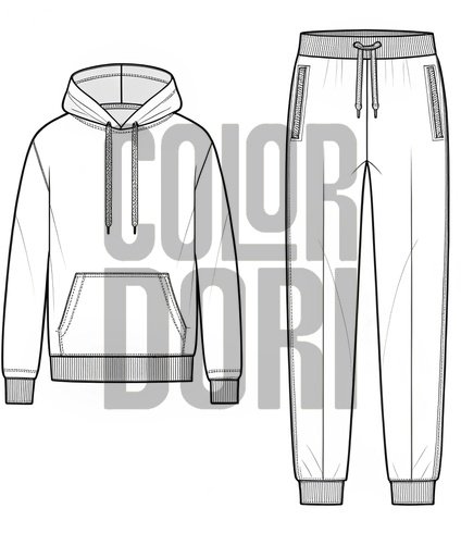 Hoodie and Trousers Outfit Cutout