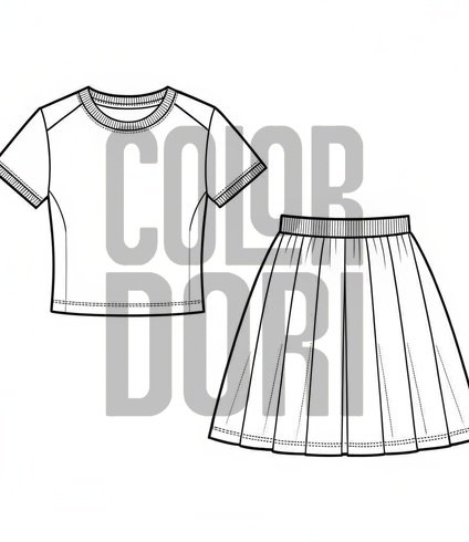 T-Shirt and Skirt Outfit Cutout