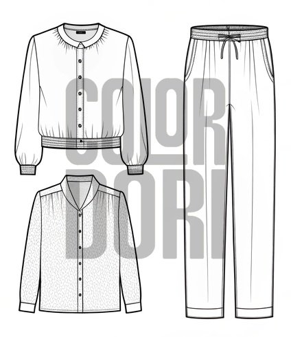 Blouse and Pants Outfit Cutout