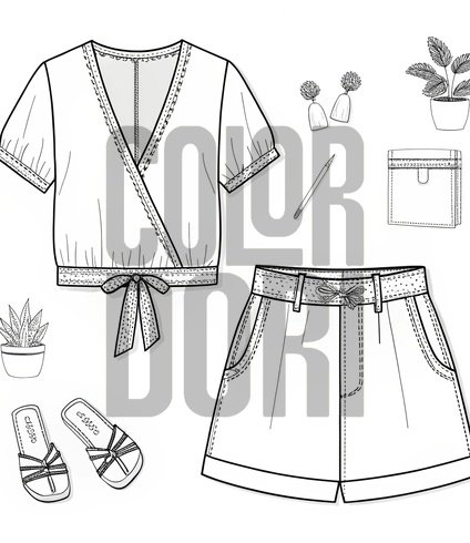 Casual Blouse Ensemble Cutout