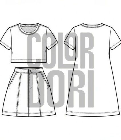 Casual Skirt Ensemble Cutout