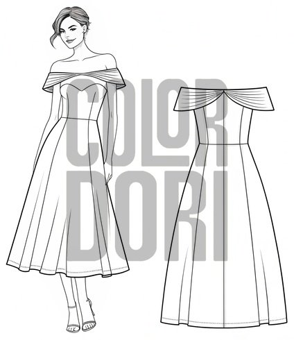 Off-Shoulder Midi Dress Outfit Cutout