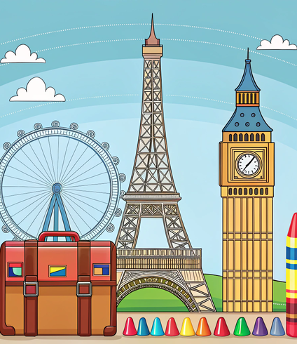 Personalized Travel Coloring Book Design