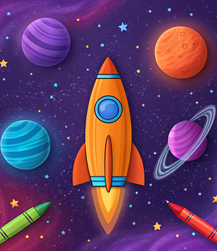 Custom Space Adventure Coloring Design